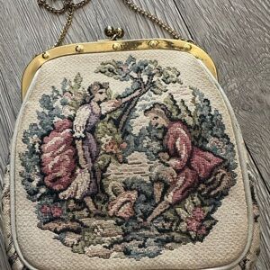 JR Miami Julius Resnick Vintage 50s Handbag Petit Point Tapestry Clutch Purse